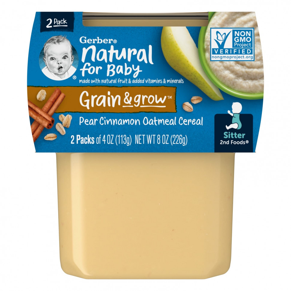   (Iherb) Gerber, Natural for Baby, Grain & Grow, 2nd Foods,    , , 2   113  (4 )    -     , -, 