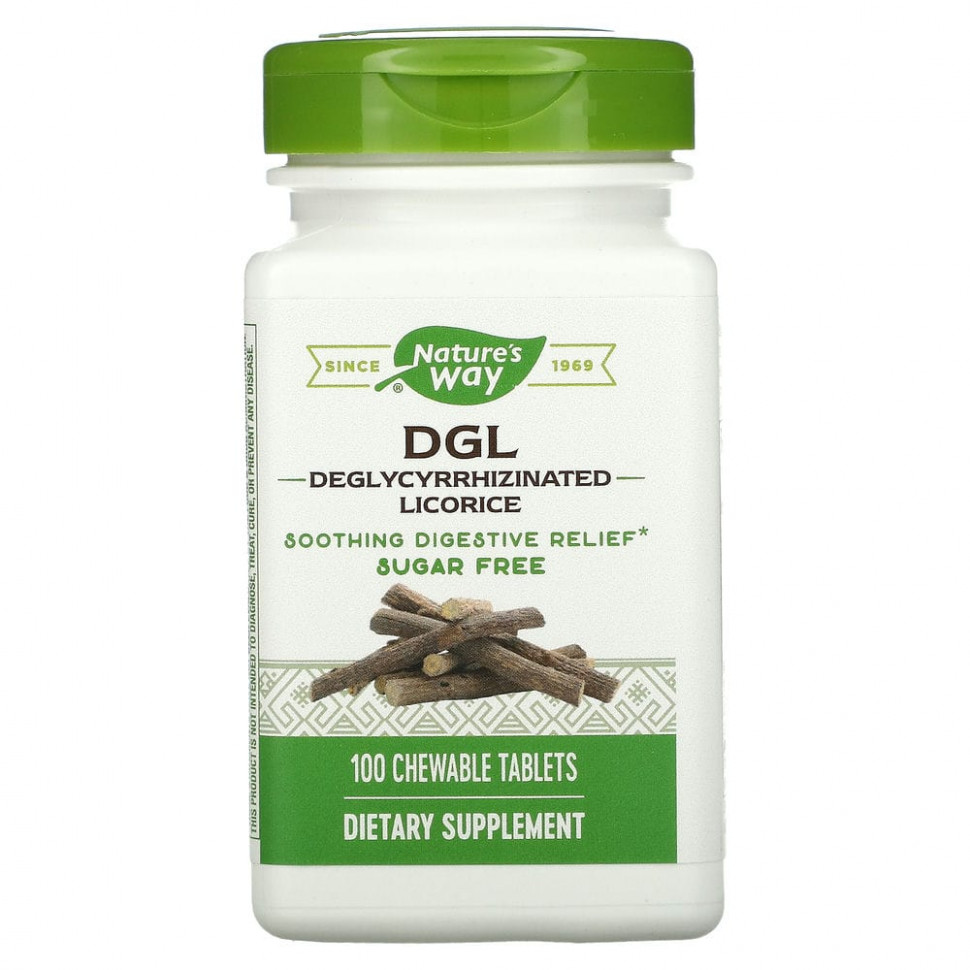 ���� ������ (Iherb) Nature's Way, DGL, ������������� �������, 100 ����������� ��������, ������ �� 2800 ���