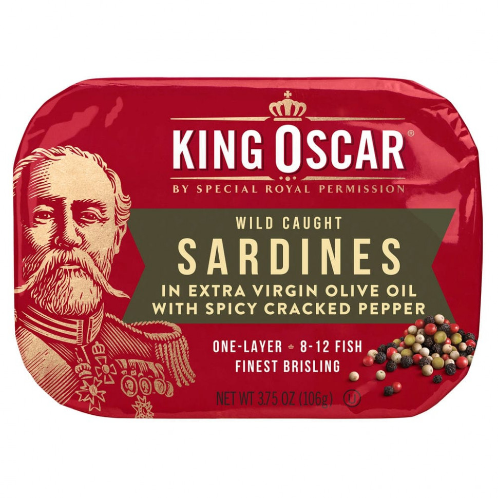 ���� ������ (Iherb) King Oscar, ������� ������ ����� � ���������������� ��������� ����� ������� ��������, ���� ���� ����, 8�12 ��., 106 � (3,75 �����), ������ �� 790 ���