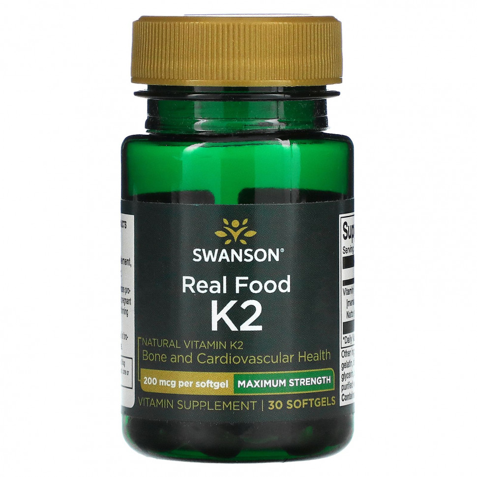   (Iherb) Swanson, Maximum Strength, Real Food K2, 200 , 30      -     , -, 