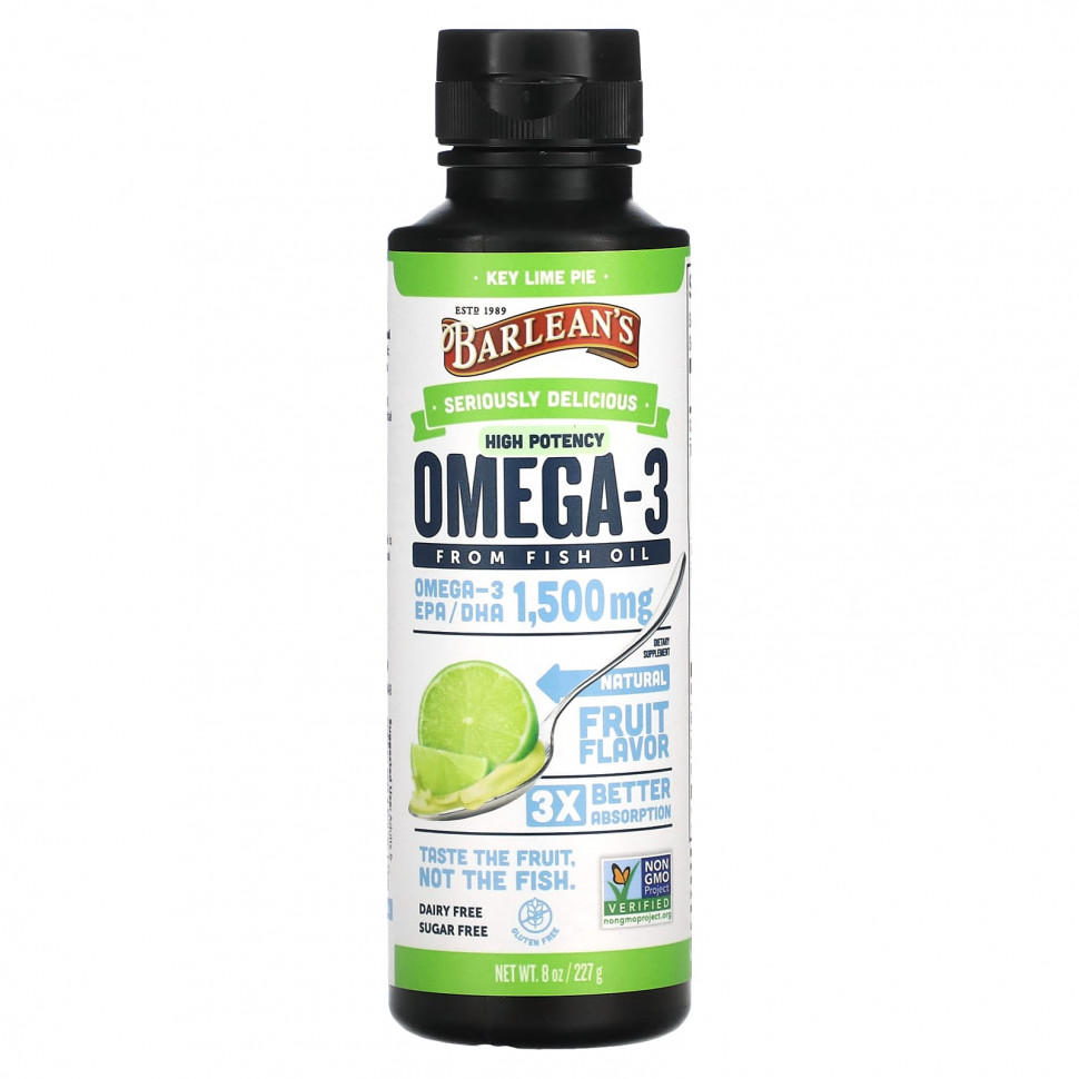 ���� ������ (Iherb) Barlean's, Seriously Delicious, �����-3 �� ������� ����, �������� �����, 1500 ��, 227 � (8 �����), ������ �� 3660 ���
