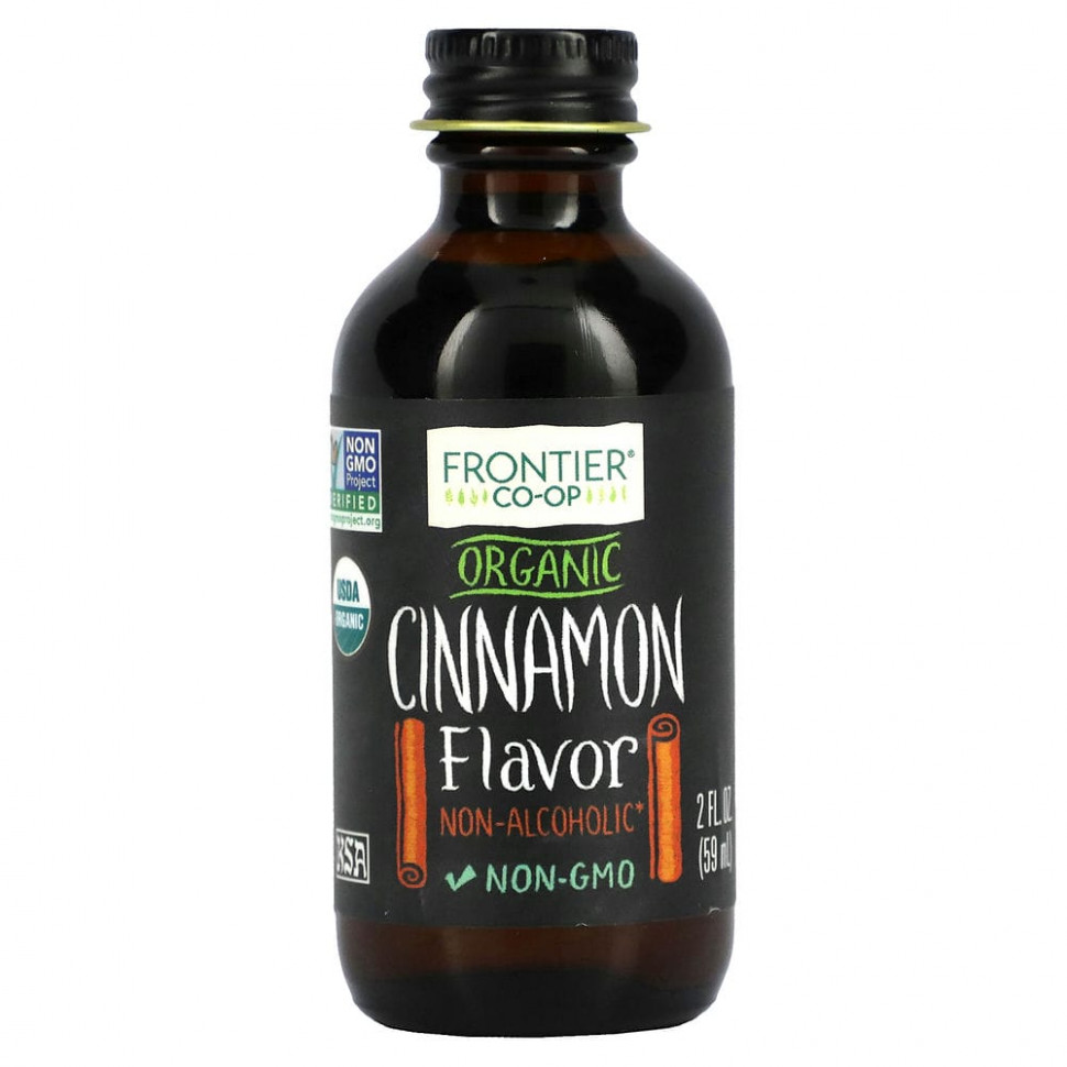   (Iherb) Frontier Co-op, Organic Cinnamon Flavor, Non-Alcoholic, 2 fl oz (59 ml)    -     , -, 