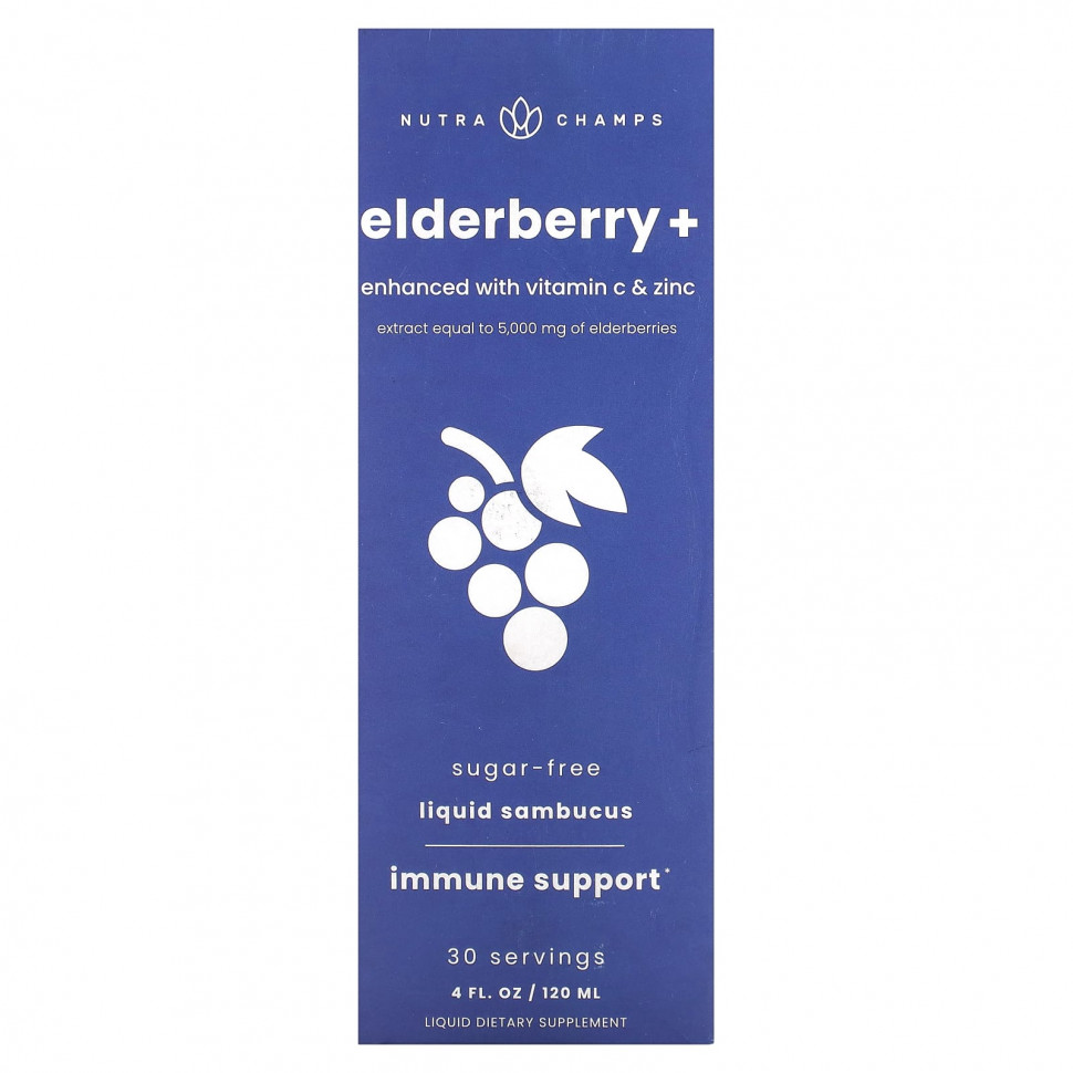 ���� ������ (Iherb) NutraChamps, Elderberry +, ����������� ��������� C � ������, ����������� �����, 120 �� (4 ����. �����), ������ �� 3550 ���
