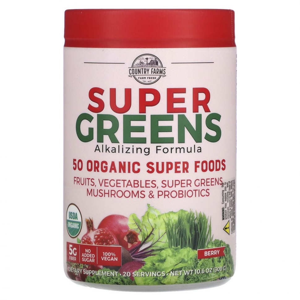 ���� ������ (Iherb) Country Farms, Super Greens, ��������������� �������, �����, 300 � (10,6 �����), ������ �� 4200 ���