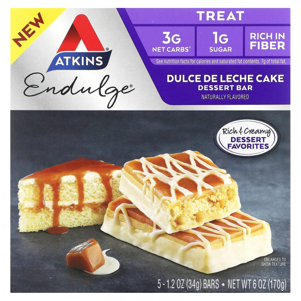 ���� ������ (Iherb) Atkins, Treat, Endulge, ��������� ��������, ���� Dulce De Leche, 5 ���������� �� 34 � (1,2 �����), ������ �� 1710 ���
