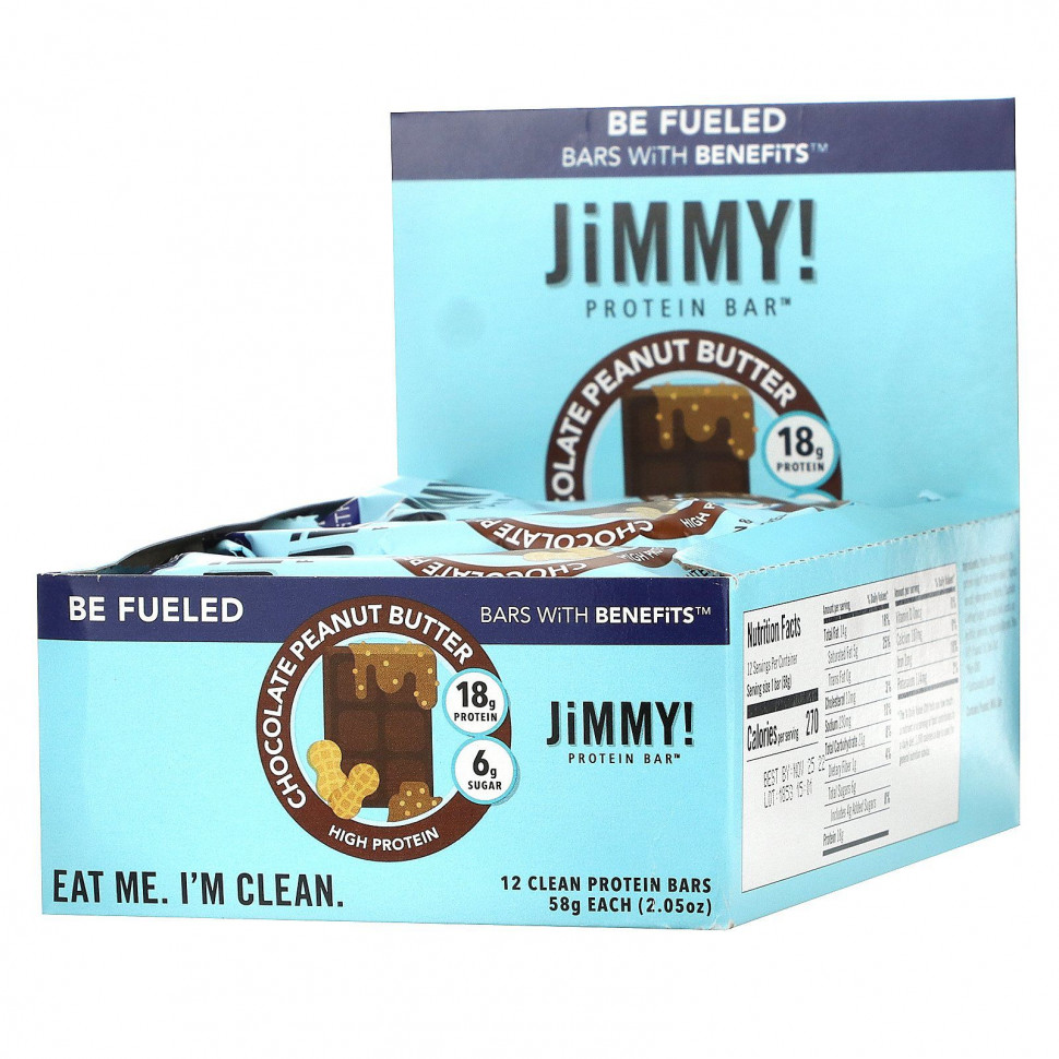���� ������ (Iherb) JiMMY!, Be Fueled Bars With Benefits, ���������-���������� �����, 12 ����������� ����������, 58 � (2,05), ������ �� 5270 ���
