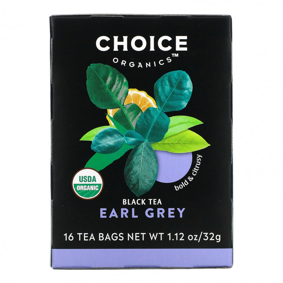   (Iherb) Choice Organic Teas, Black Tea, Organic Earl Grey, 16 Tea Bags, 1.12 oz (32 g)    -     , -, 