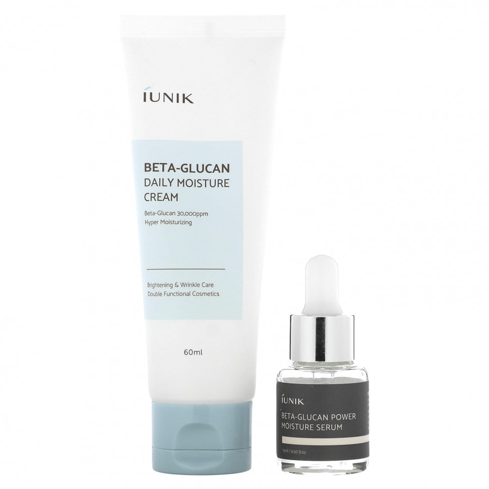   (Iherb) iUNIK, Beta-Glucan Edition Skin Care Set, Cream & Mini Serum, 2 Piece Set    -     , -, 