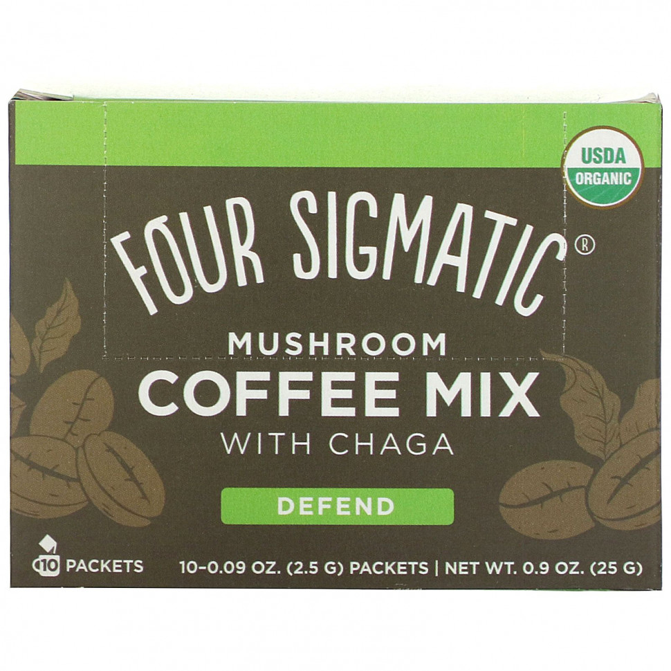 ���� ������ (Iherb) Four Sigmatic, Defend, �������� ����� � �����, ������� �������, 10 ��������� �� 2,5 � (0,09 �����), ������ �� 2430 ���