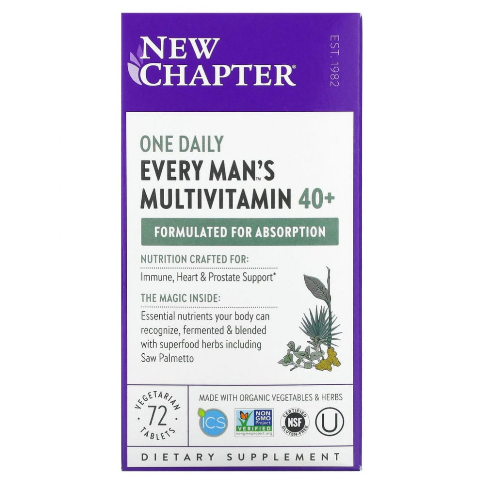 ���� ������ (Iherb) New Chapter, 40+ Every Man's One Daily Multi, �������������� ��� ������, 72 ������������ ��������, ������ �� 9550 ���