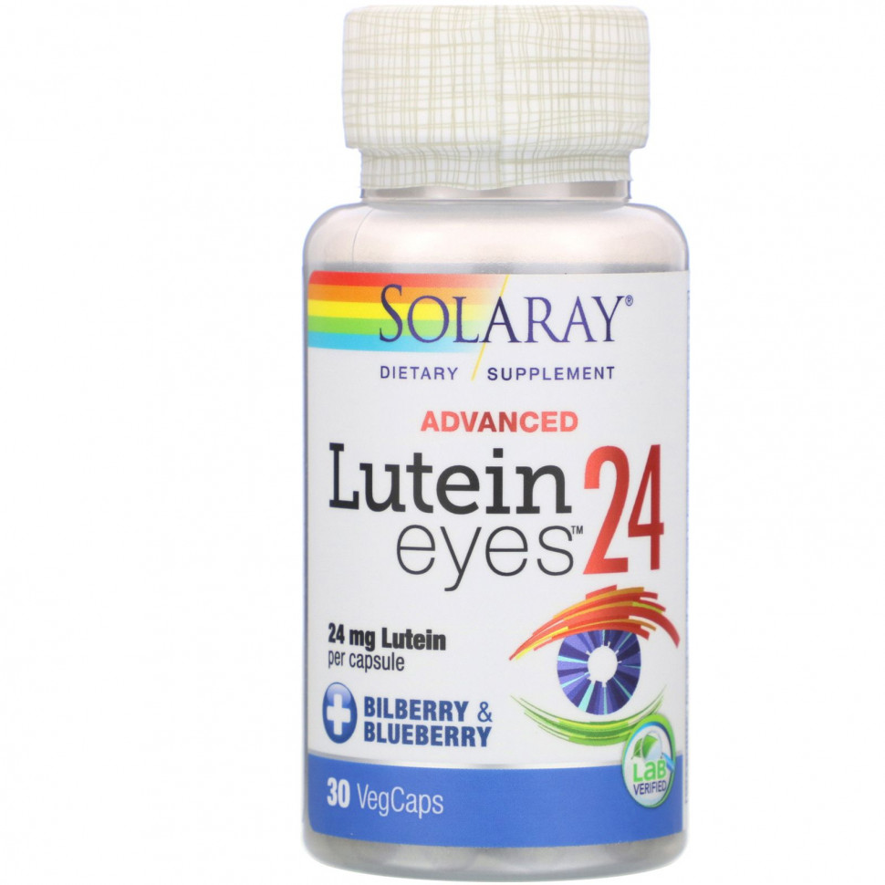   (Iherb) Solaray, Lutein Eyes 24 Advanced, 24 mg, 30 VegCaps    -     , -, 