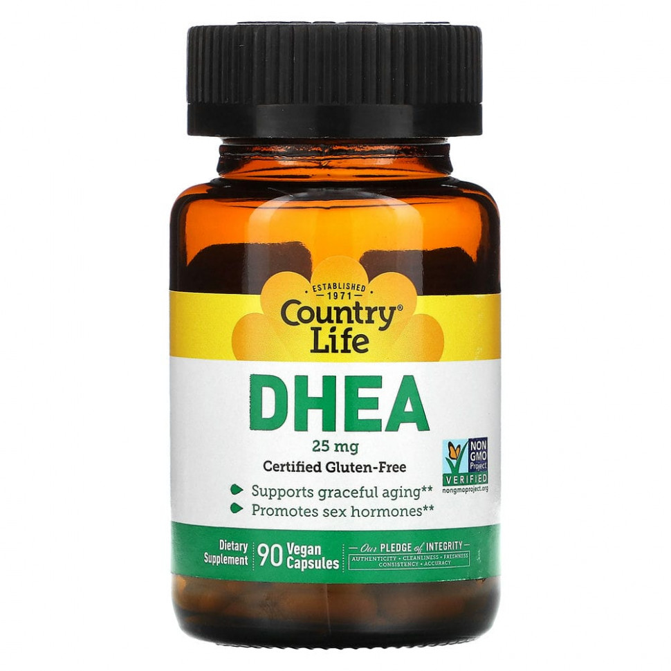   (Iherb) Country Life, DHEA, 25 mg, 90 Vegetarian Capsules    -     , -, 