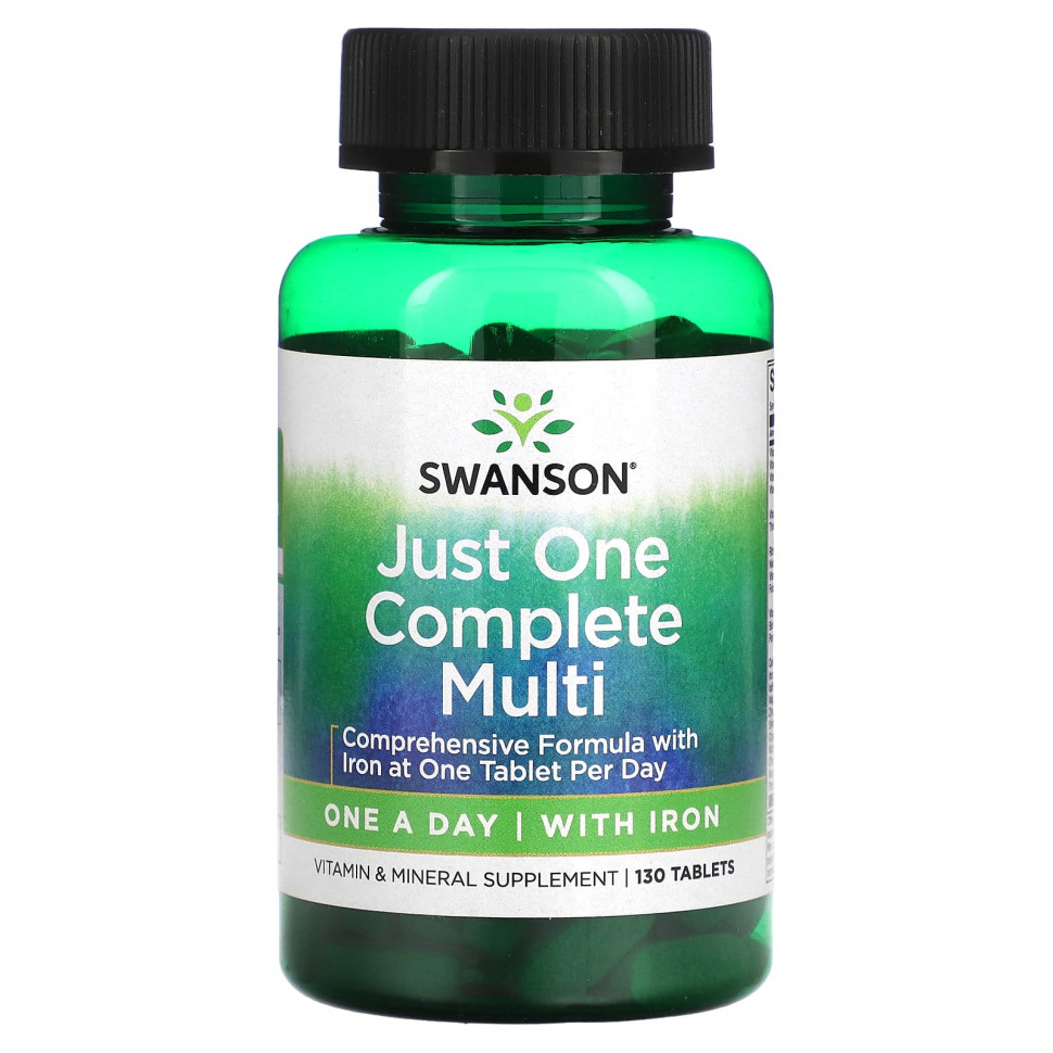   (Iherb) Swanson, Just One Complete Multi With Iron, 130     -     , -, 