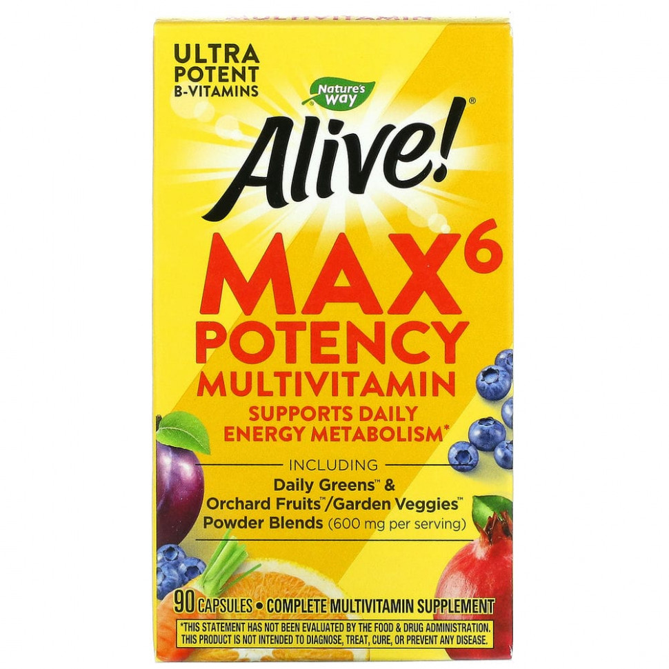 ���� ������ (Iherb) Nature's Way, Alive! Max6 Potency, ��������������, 90 ������, ������ �� 2880 ���