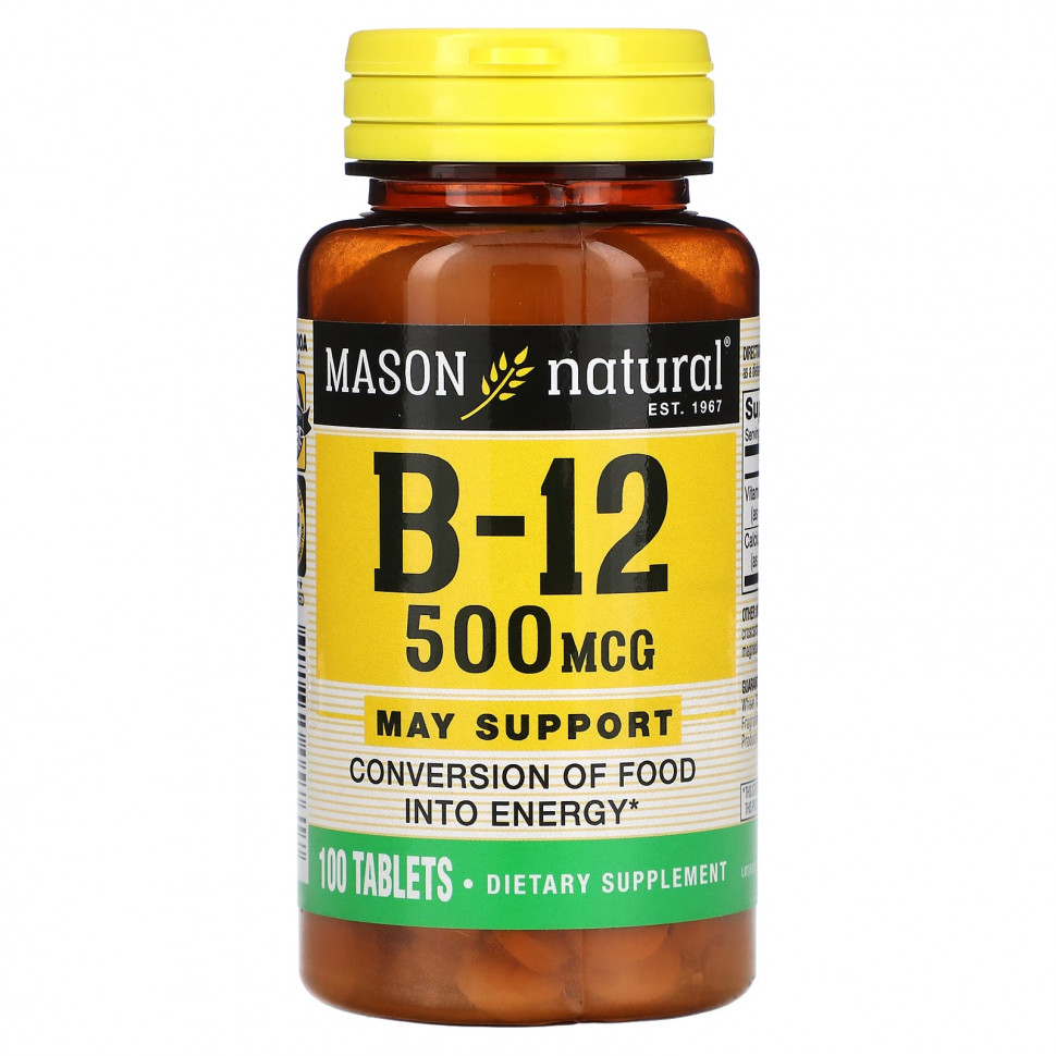 ���� ������ (Iherb) Mason Natural, ������� B-12, 500 ���, 100 ��������, ������ �� 1360 ���