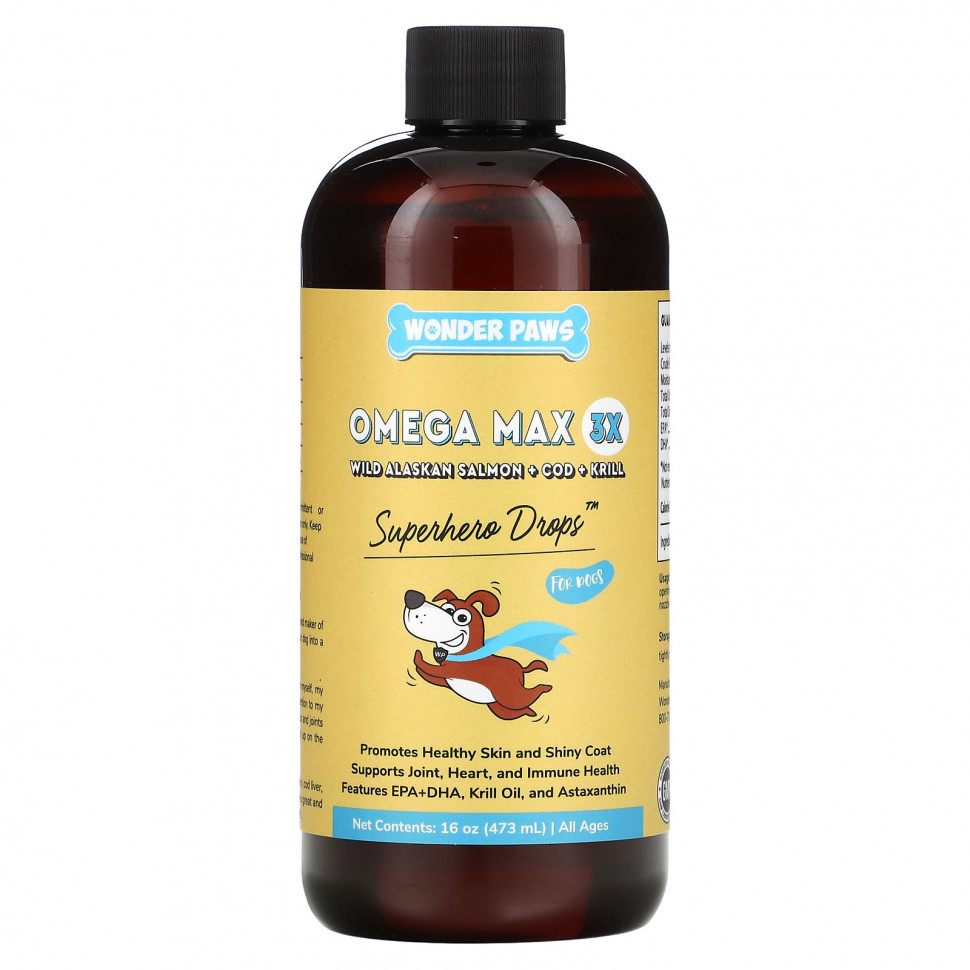 ���� ������ (Iherb) Wonder Paws, Superhero Drops ��� �����, Omega Max 3X, ����� ����������� ������, ���������� ������ � �����, ��� ���� ���������, 473 �� (16 �����), ������ �� 4960 ���