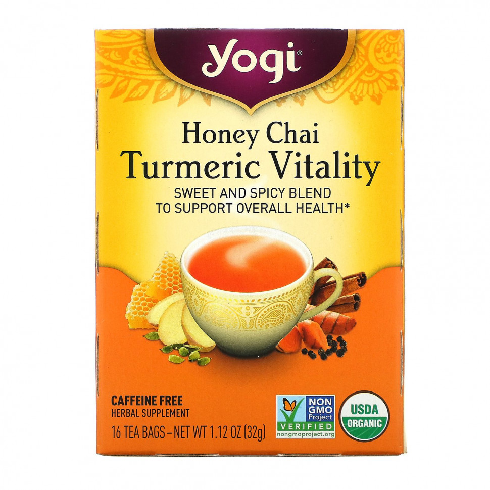 ���� ������ (Iherb) Yogi Tea, Turmeric Vitality, ��� � ����� � ��������, 16 ������ ���������, 32 � (1,12 �����), ������ �� 930 ���