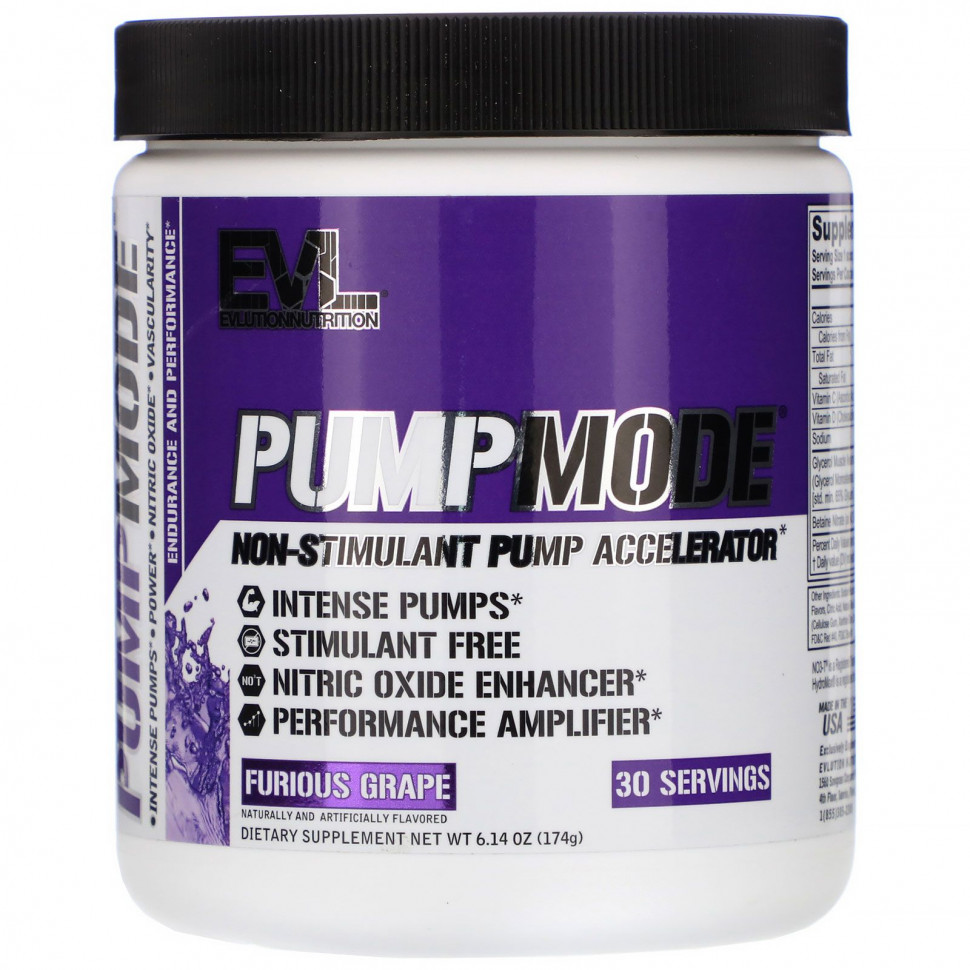 ���� ������ (Iherb) EVLution Nutrition, PumpMode, Non-Stimulant Pump Accelerator, �������� ��������, 174 � (6,14 �����), ������ �� 4700 ���