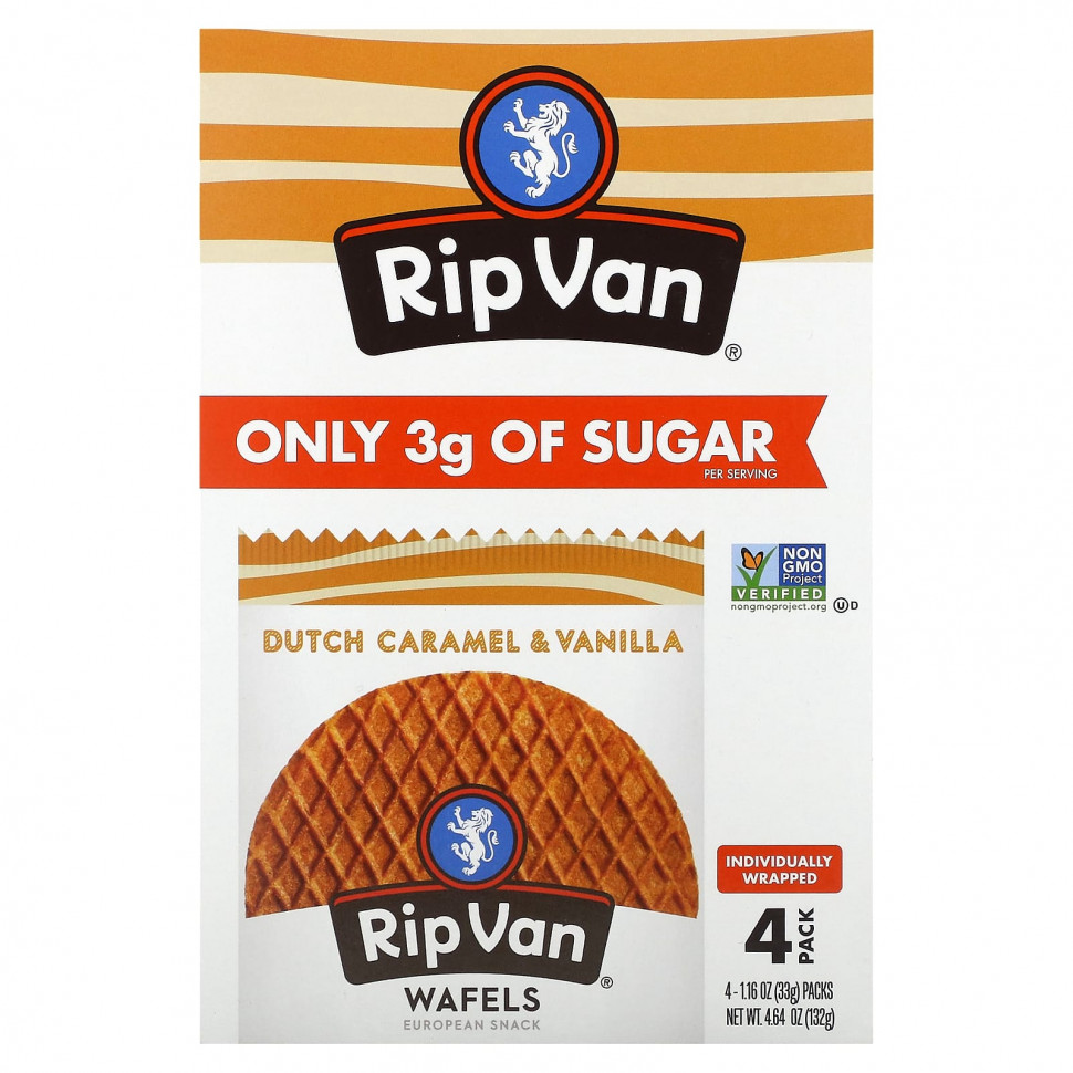 ���� ������ (Iherb) Rip Van Wafels, ����������� �������� � ������, 4 ��������, 33 � (1,16 �����), ������ �� 1110 ���