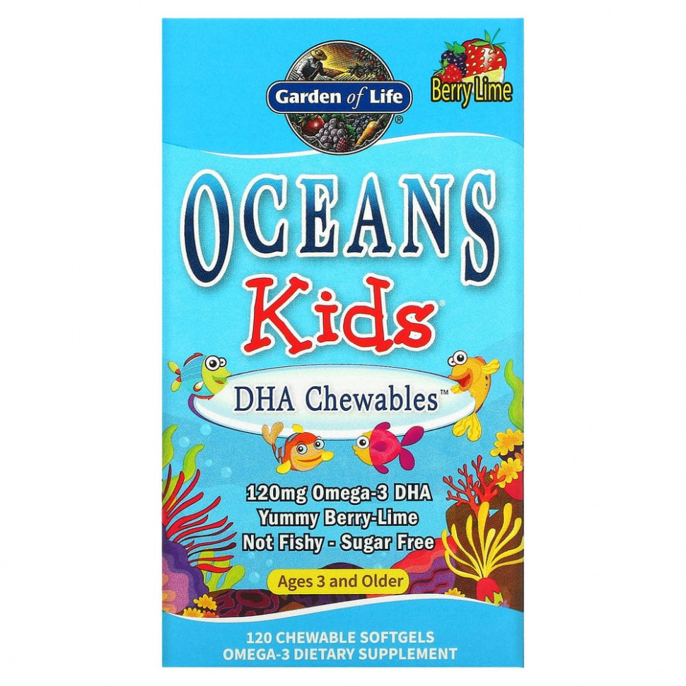 ���� ������ (Iherb) Garden of Life, Oceans Kids, DHA Chewables, �� 3 ��� � ������, ���� ���� � �����, 120 ��, 120 ����������� ������ ��������, ������ �� 3360 ���