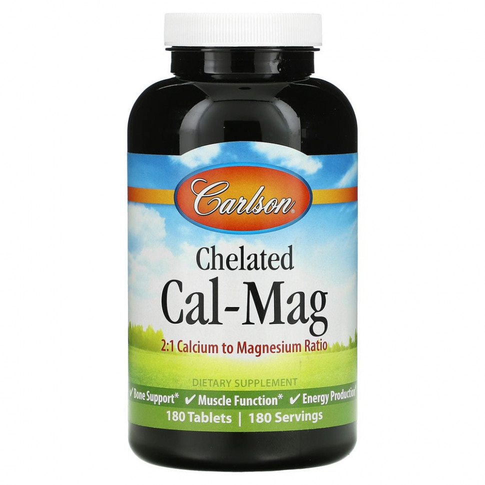   (Iherb) Carlson Labs, Chelated Cal-Mag, 180     -     , -, 