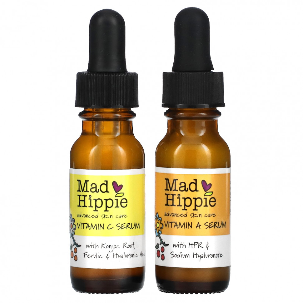   (Iherb) Mad Hippie, Day & Night Dual Pack, Vitamin C & Vitamin A Serum, 2 Bottles, 15 ml Each    -     , -, 