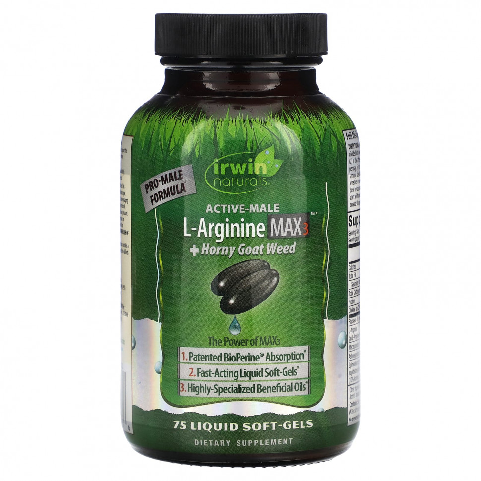   (Iherb) Irwin Naturals, Active-Male, L- Max3 + Horny Goat Weed, 75      -     , -, 