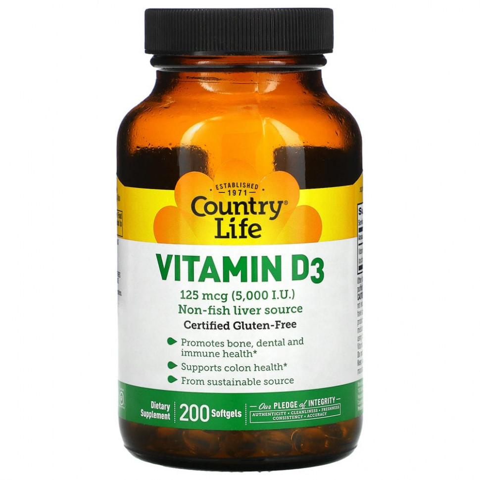   (Iherb) Country Life,  D3, 125  (5000 ), 200     -     , -, 