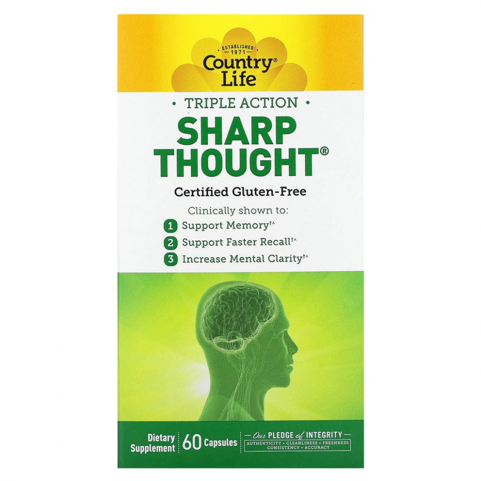   (Iherb) Country Life, Triple Action Sharp Thought, 60     -     , -, 