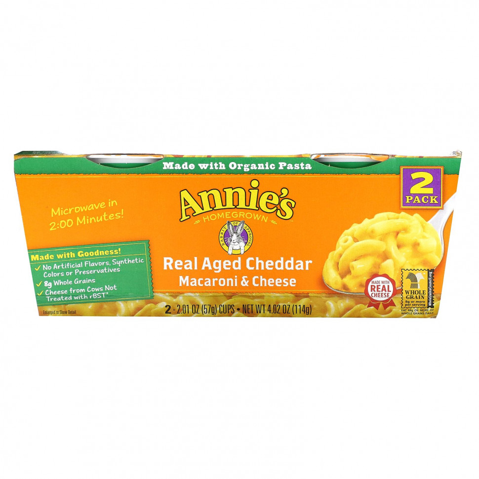 ���� ������ (Iherb) Annie's Homegrown, Macaroni & Cheese, 2 ��������, ��������� ����������� ������, 57 � (2�2,01 �����) � ������ �����, ������ �� 1540 ���