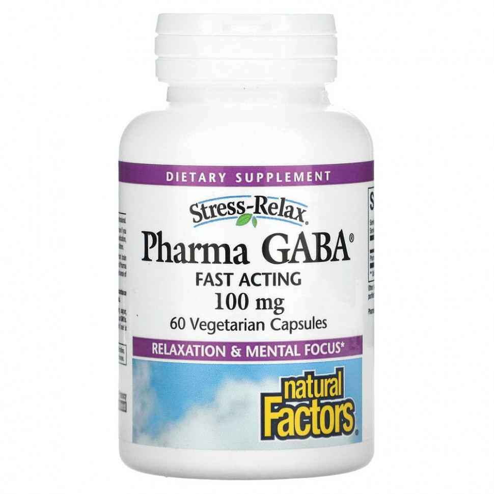 ���� ������ (Iherb) Natural Factors, Stress Relax, Pharma GABA, 100 ��, 60 �������������� ������, ������ �� 3280 ���
