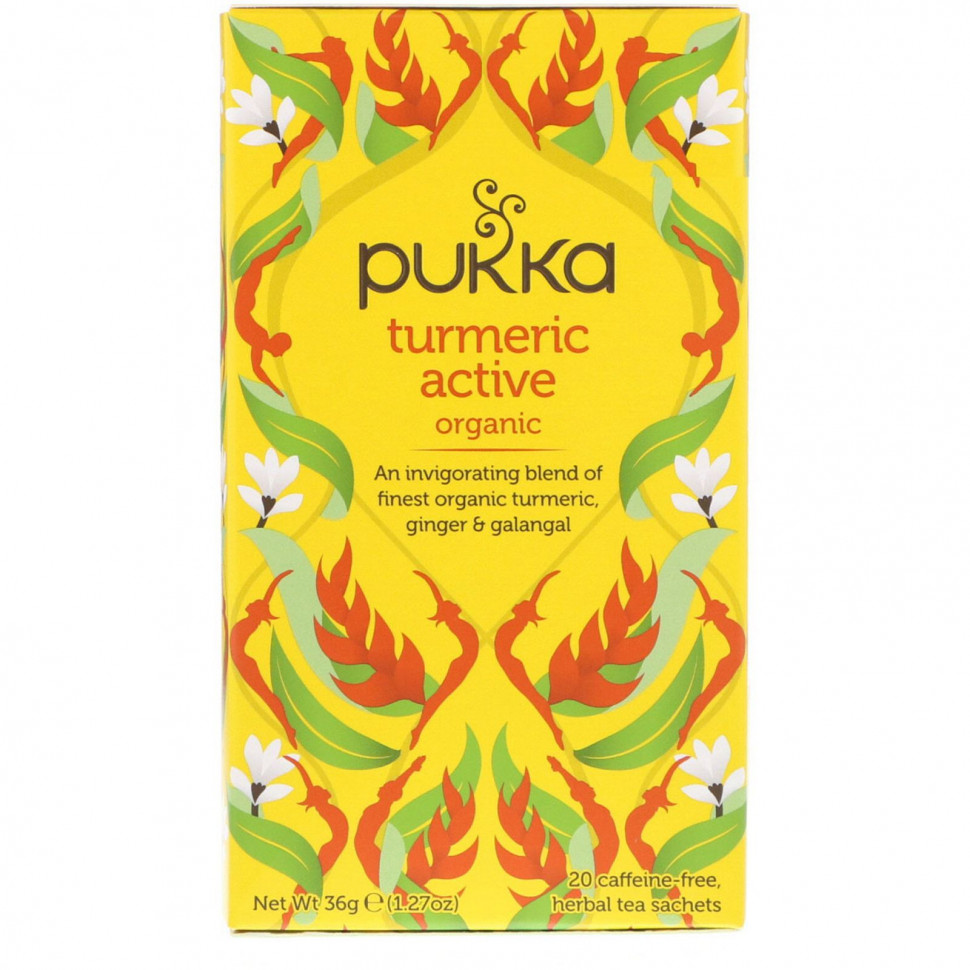 ���� ������ (Iherb) Pukka Herbs, Organic Turmeric Active, ��� �������, 20 ��������� ��������� ���, 36 � (1,27 �����), ������ �� 1230 ���