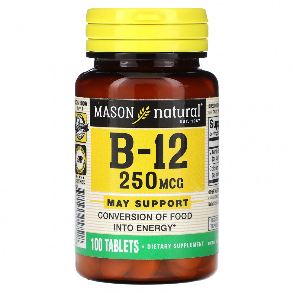 ���� ������ (Iherb) Mason Natural, ������� B-12, 250 ���, 100 ��������, ������ �� 1040 ���