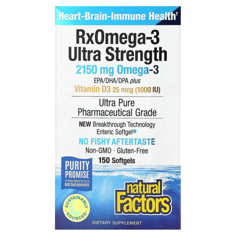   (Iherb) Natural Factors, Ultra Strength, RxOmega-3,   D3, 900  / (/ ), 150   Enteripure    -     , -, 