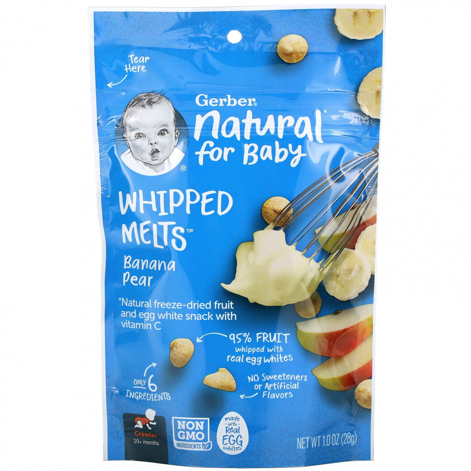   (Iherb) Gerber, Whipped Melts, Banana Pear, Crawler, 10+ Months, 1.0 oz (28 g)    -     , -, 