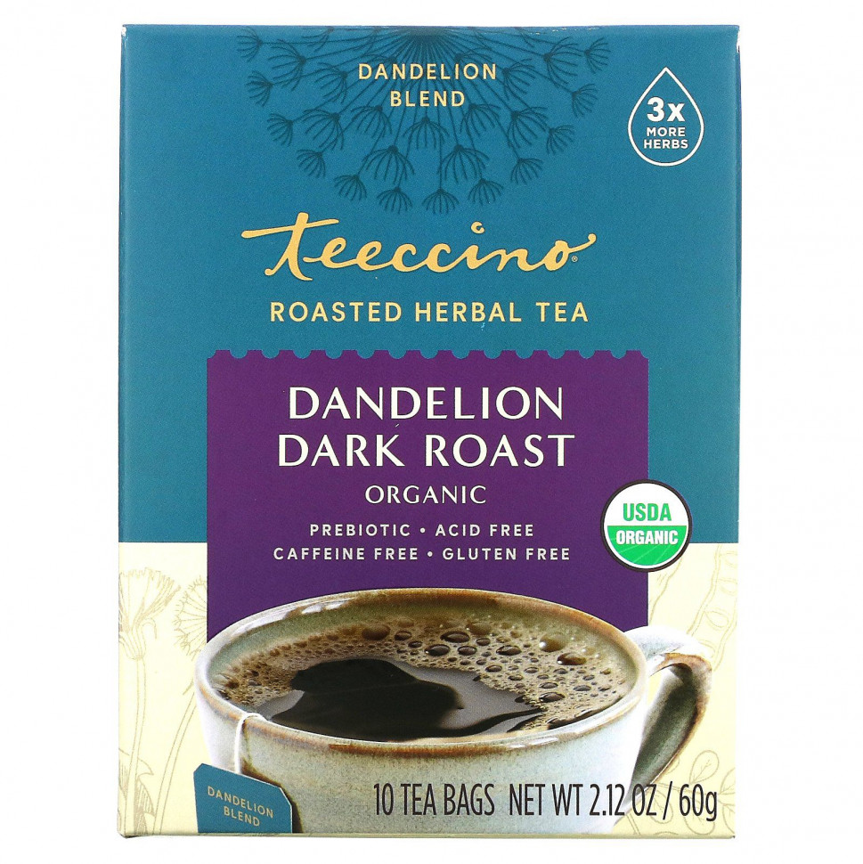 ���� ������ (Iherb) Teeccino, ������������ ���������� �������� ���, ������ ������� � �����������, ��� �������, 10 ������ ���������, 60 � (2,12 �����), ������ �� 1310 ���