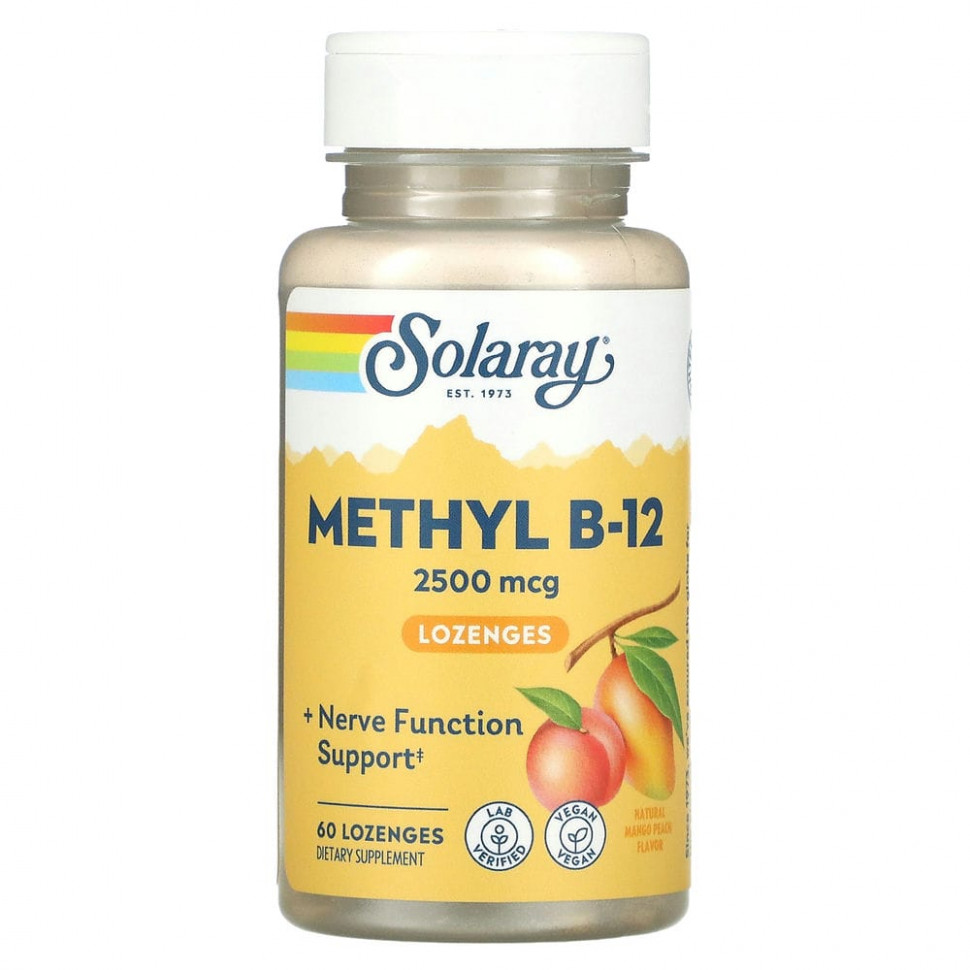 ���� ������ (Iherb) Solaray, ����������������� ����� B12, ����������� ����� � ������, 2500 ���, 60 ��������, ������ �� 2420 ���