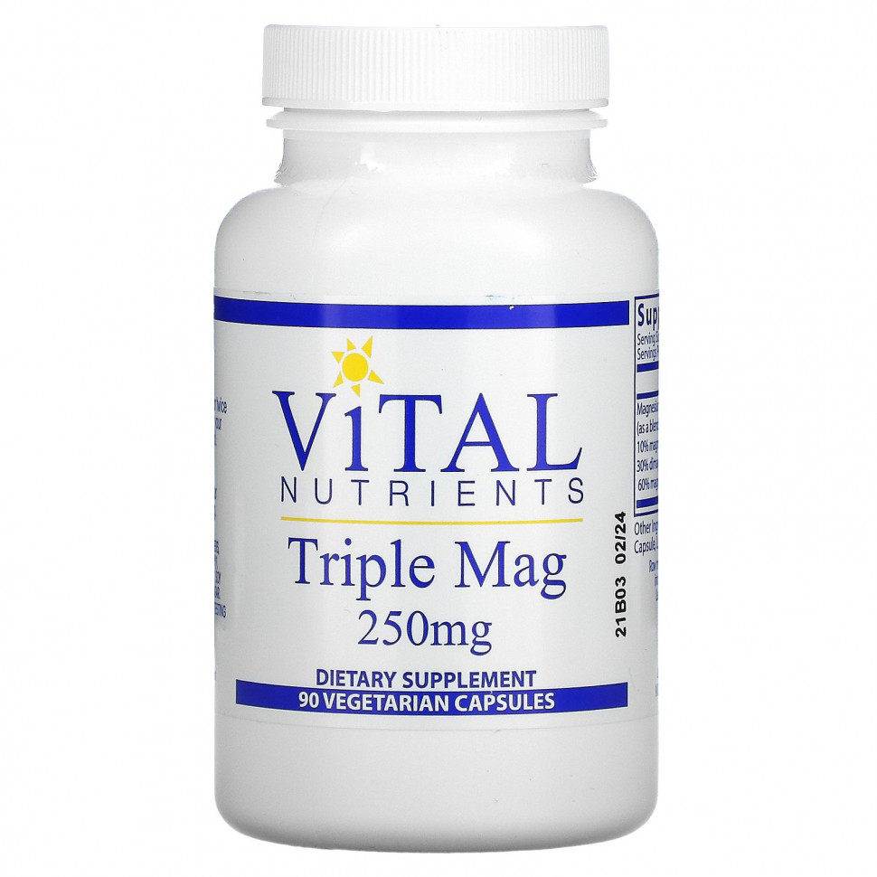 ���� ������ (Iherb) Vital Nutrients, Triple Mag, 250 ��, 90 �������������� ������, ������ �� 4770 ���