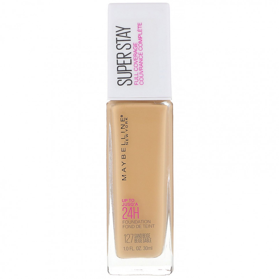   (Iherb) Maybelline, Super Stay, Full Coverage Foundation, 127 Sandy Beige, 1 fl oz (30 ml)    -     , -, 