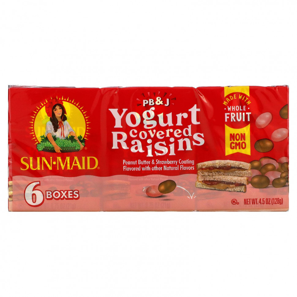 ���� ������ (Iherb) Sun-Maid, ������ � ������, Pb � J, 6 �������, 21 � (0,75 �����), ������ �� 1050 ���