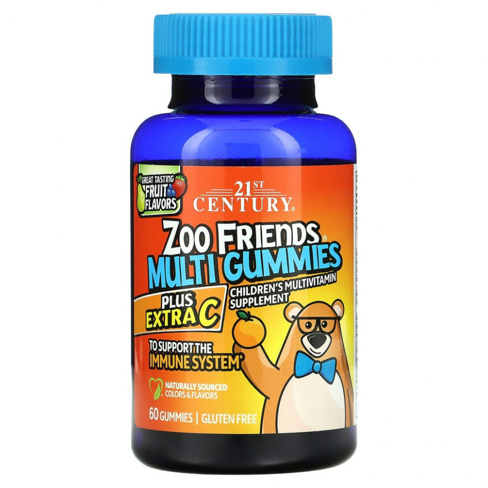 ���� ������ (Iherb) 21st Century, �������������� � ���� ������ Zoo Friends, Plus Extra C, 60 ����������� ������, ������ �� 1330 ���