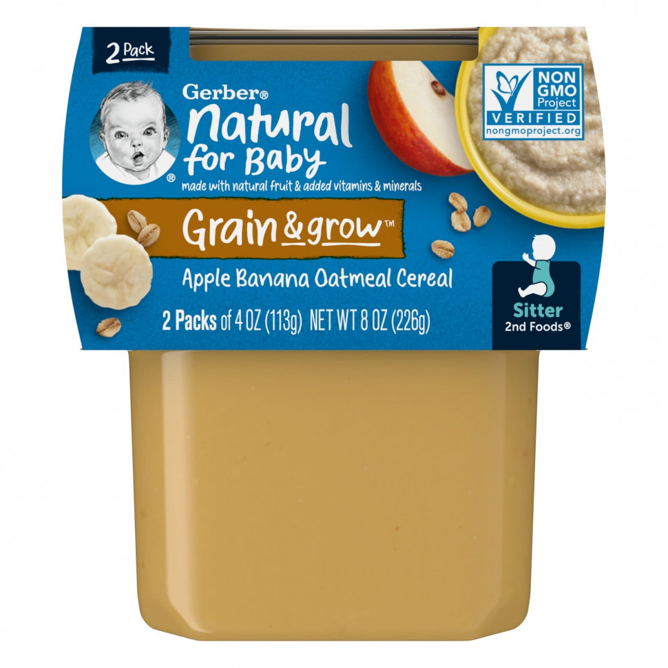   (Iherb) Gerber, Natural for Baby, Grain & Grow, 2nd Foods, ,    , 2   113  (4 )    -     , -, 