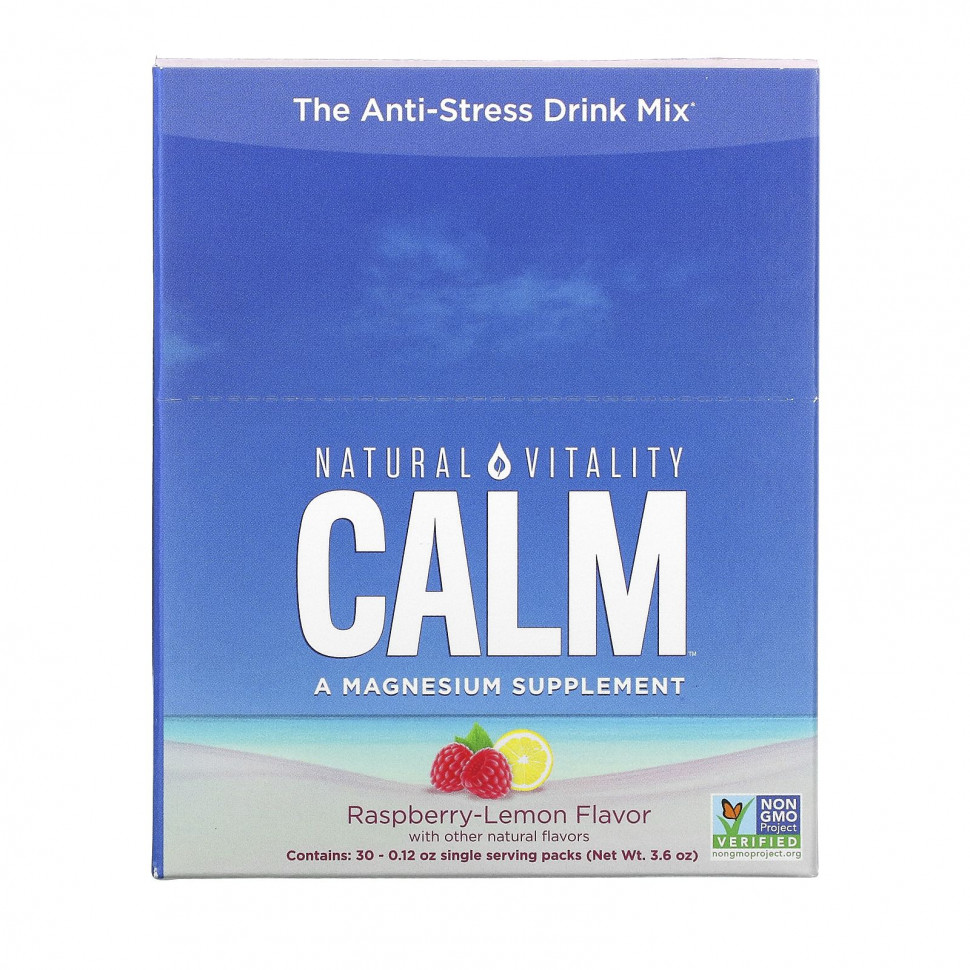   (Iherb) Natural Vitality, CALM, The Anti-Stress Drink Mix, Raspberry-Lemon Flavor, 30 Single Serving Packs, 0.12 oz (3.3 g)    -     , -, 