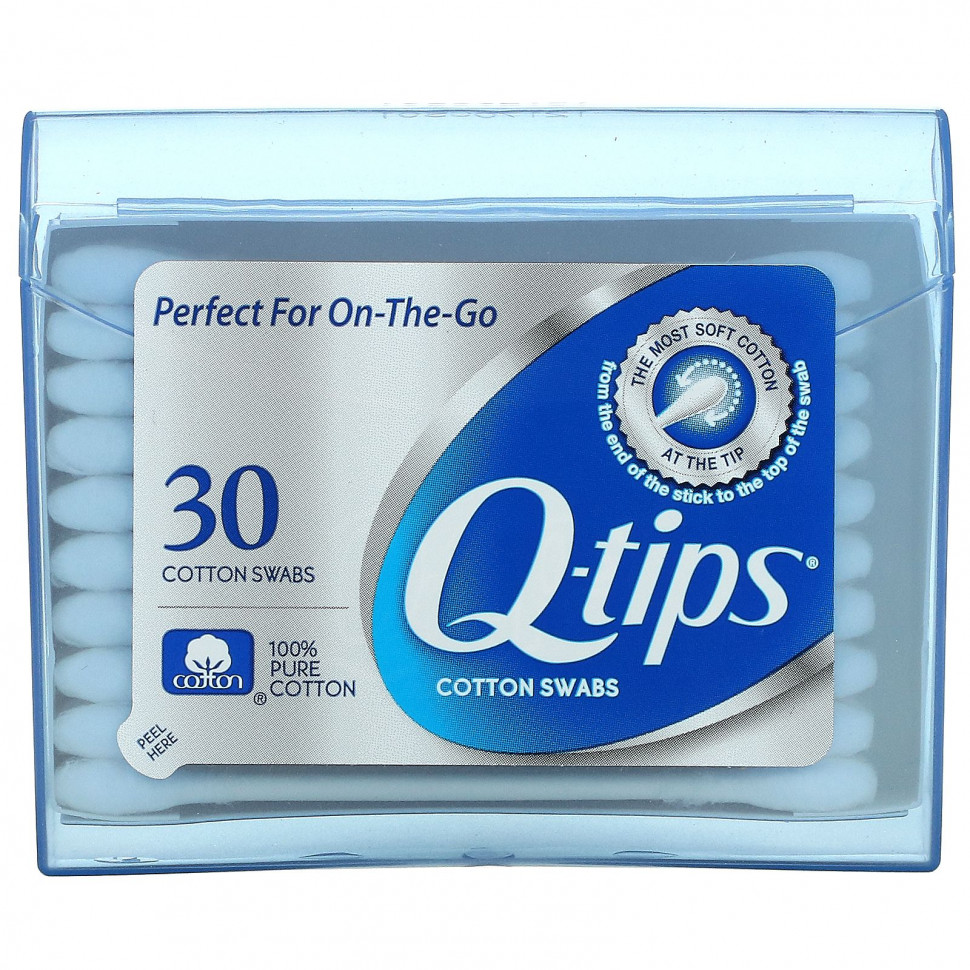 ���� ������ (Iherb) Q-tips, ������ �������, On-The-Go, 30 ��������, ������ �� 390 ���
