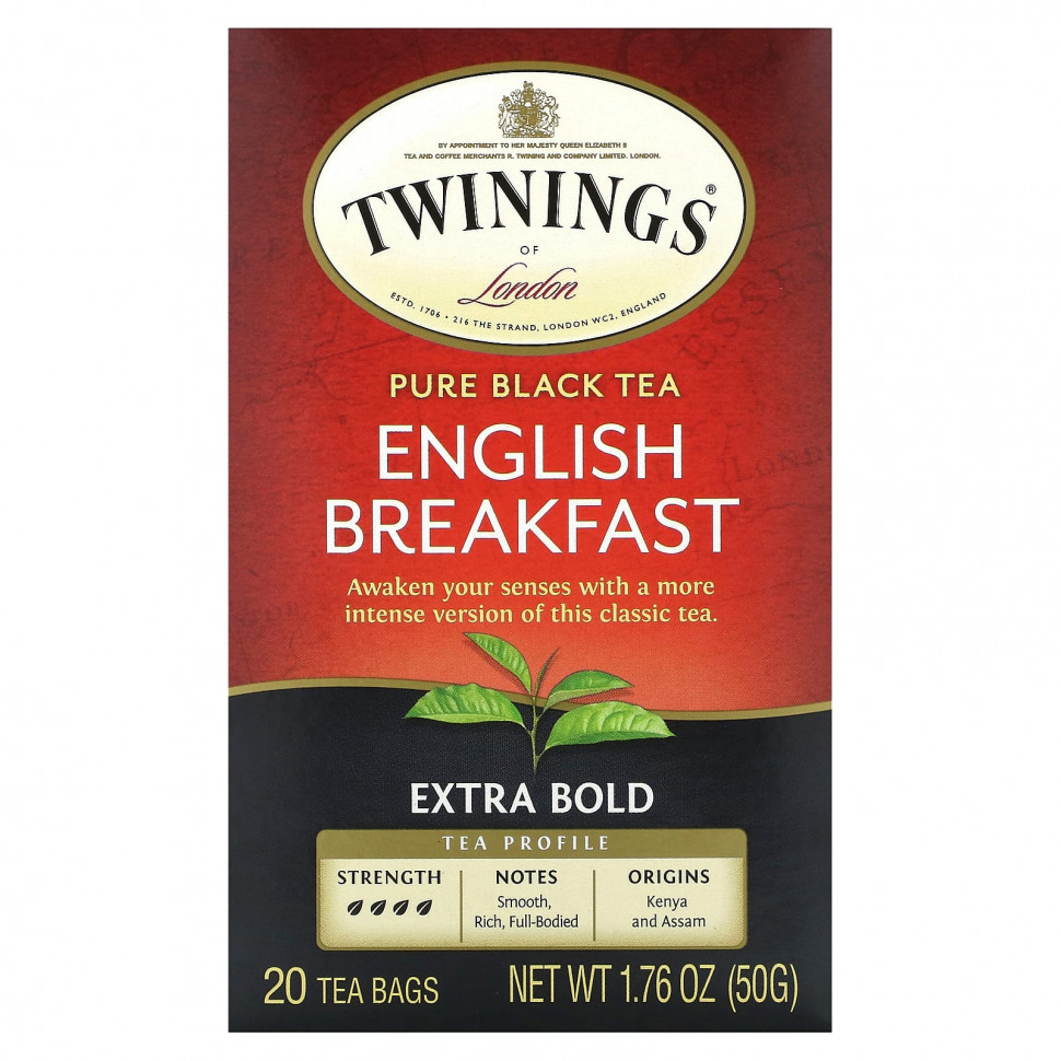   (Iherb) Twinings, Pure Black Tea, English Breakfast, Extra Bold, 20  , 50  (1,76 )    -     , -, 