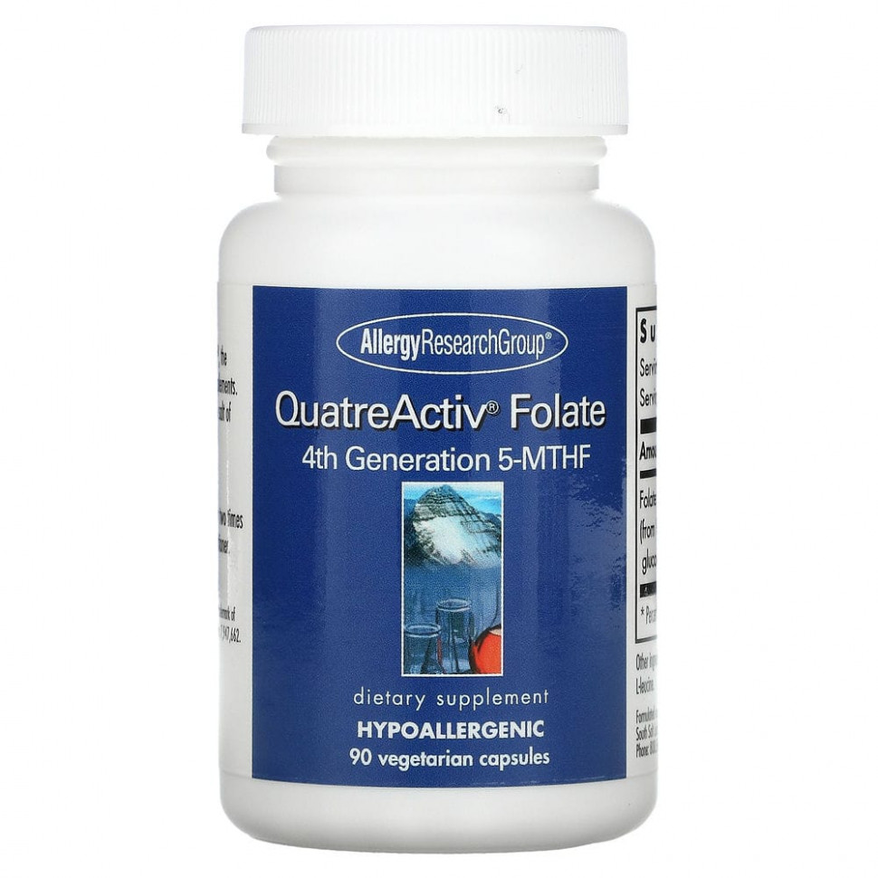 ���� ������ (Iherb) Allergy Research Group, QuatreActiv, �����, 5-MTHF (��������������������) 4-�� ���������, 90 �������������� ������, ������ �� 3850 ���