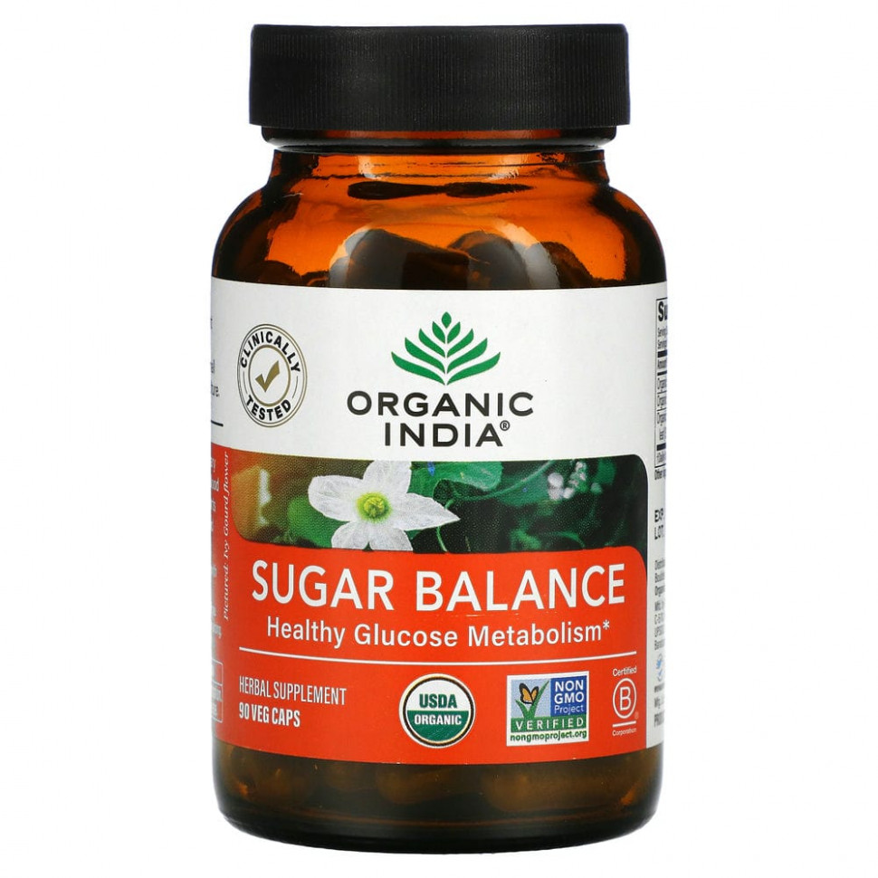 ���� ������ (Iherb) Organic India, Sugar Balance, �������� ���������� �������, 90 ������������ ������, ������ �� 3710 ���