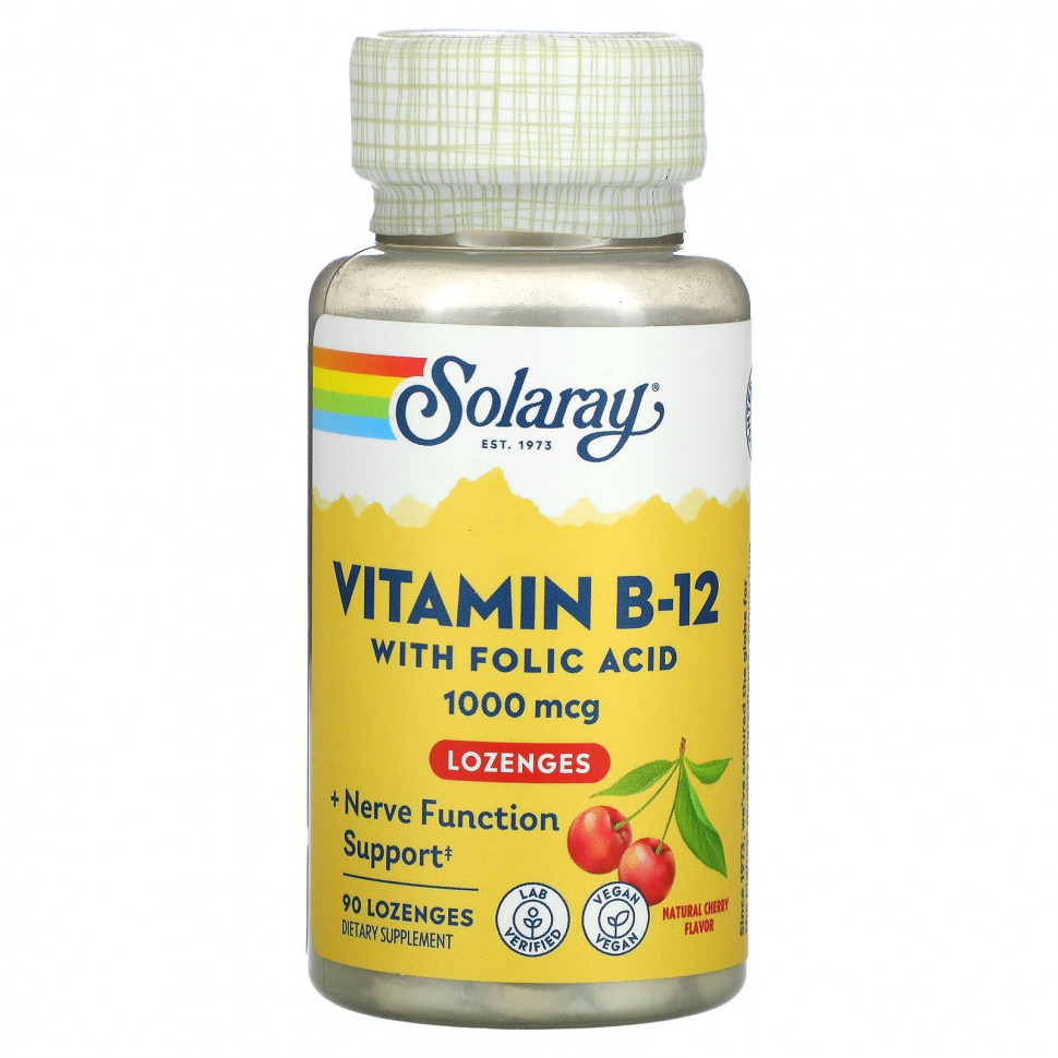 ���� ������ (Iherb) Solaray, ������� B12, �������� � ����������� �������� ������, 1000 ��, 90 ��������, ������ �� 1640 ���