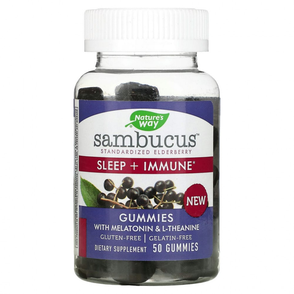 ���� ������ (Iherb) Nature's Way, Sambucus, Sleep + Immune, 50 Gummies, ������ �� 3750 ���