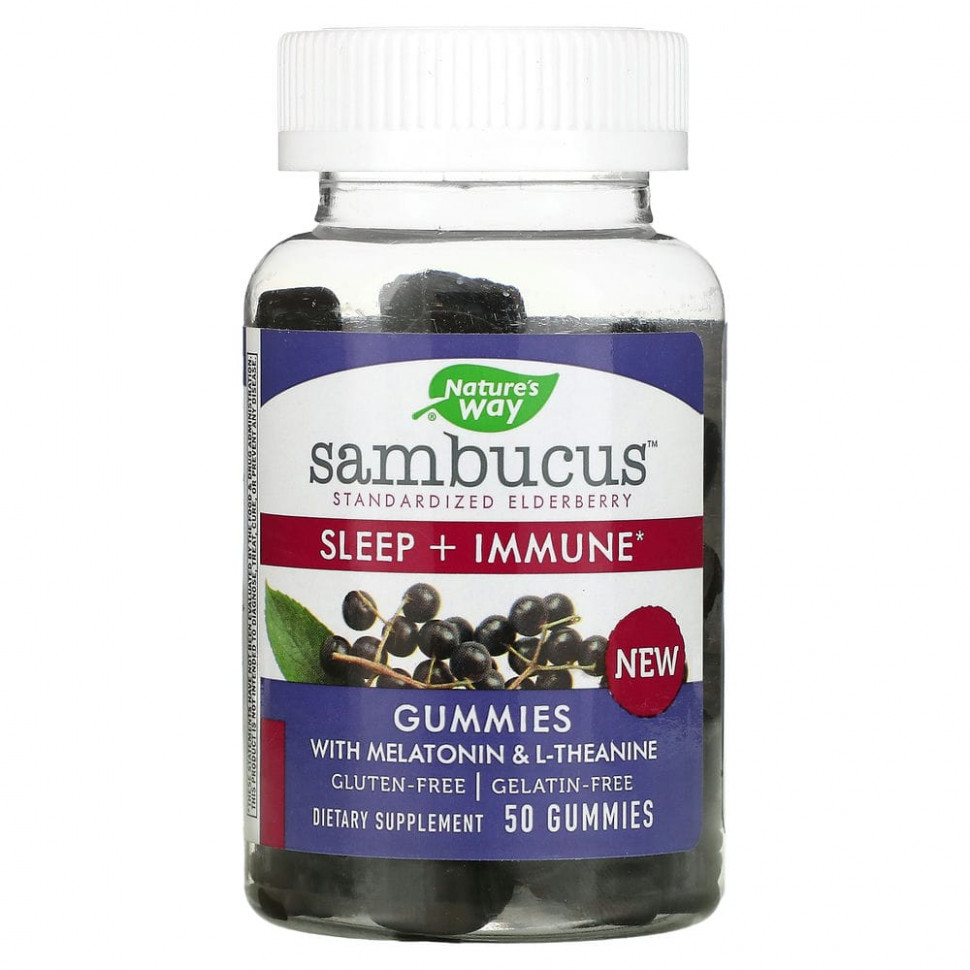   (Iherb) Nature's Way, Sambucus, Sleep + Immune, 50 Gummies    -     , -, 